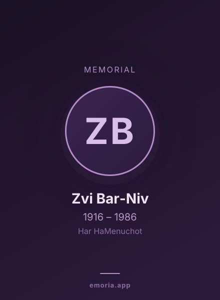 Memorial portrait of Zvi Bar-Niv