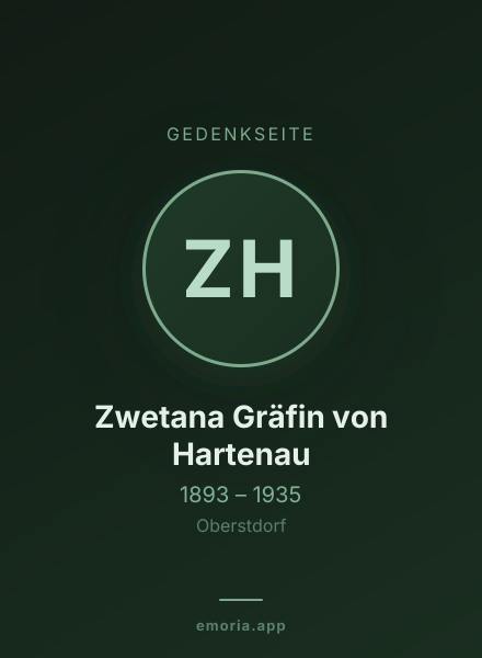Gedenkportrait von Zwetana Gräfin von Hartenau