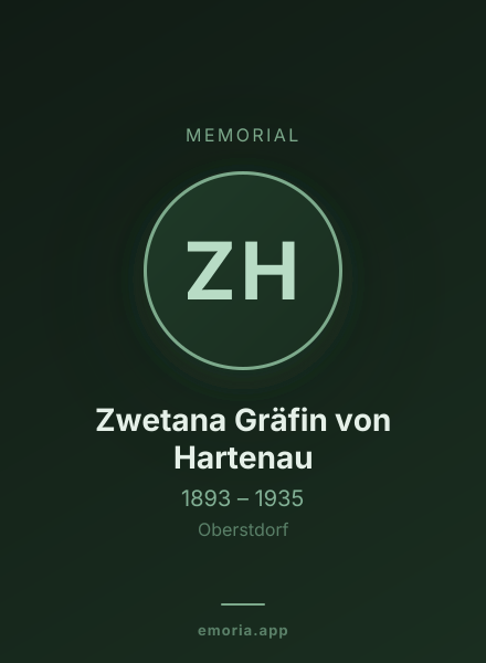Memorial portrait of Zwetana Gräfin von Hartenau