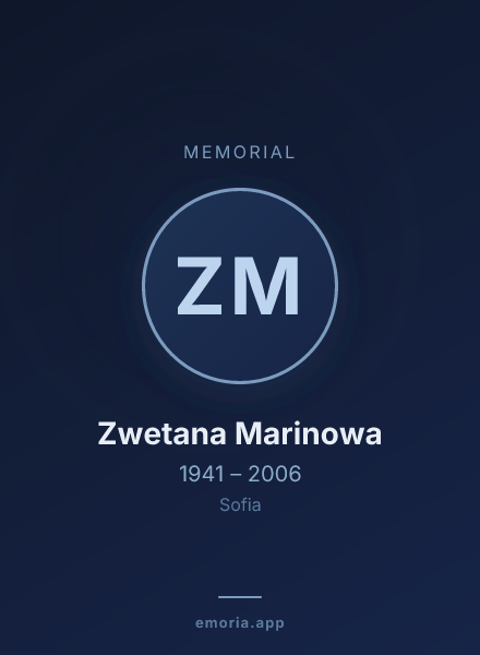 Memorial portrait of Zwetana Marinowa