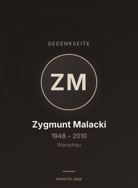 Gedenkportrait von Zygmunt Malacki